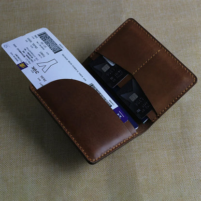 Handmade Brown Leather Travel Wallet
