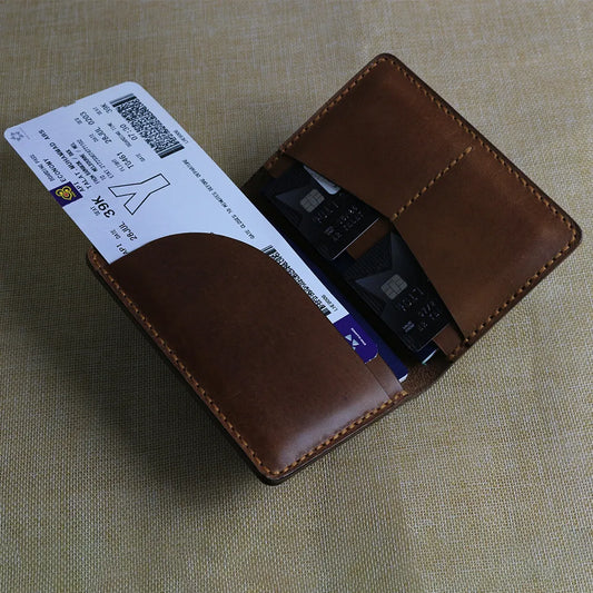 Handmade Brown Leather Travel Wallet