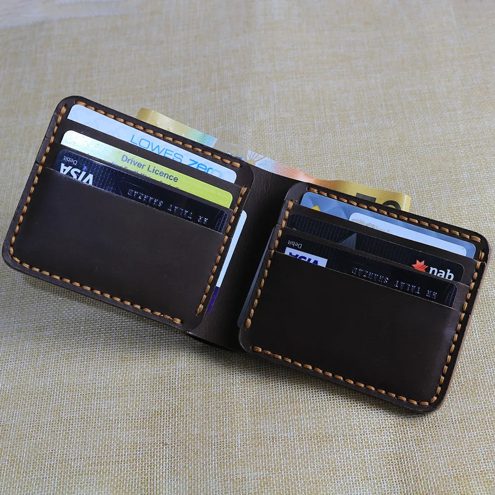 Handmade Dark Brown Bifold Leather Wallet