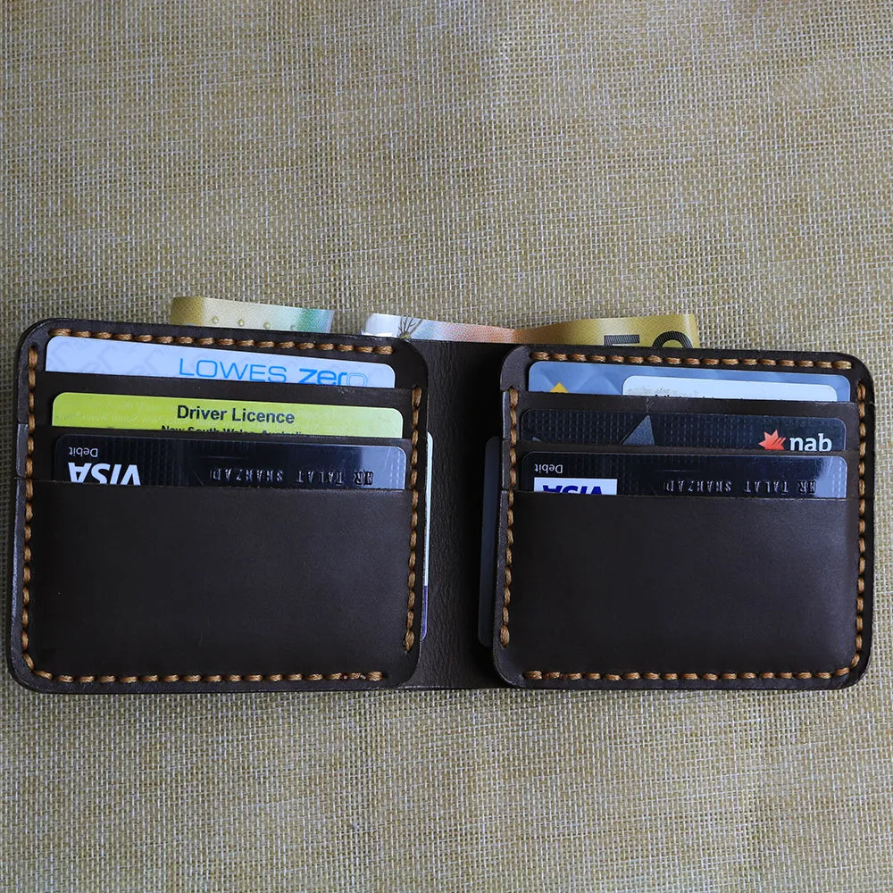 Handmade Dark Brown Bifold Leather Wallet