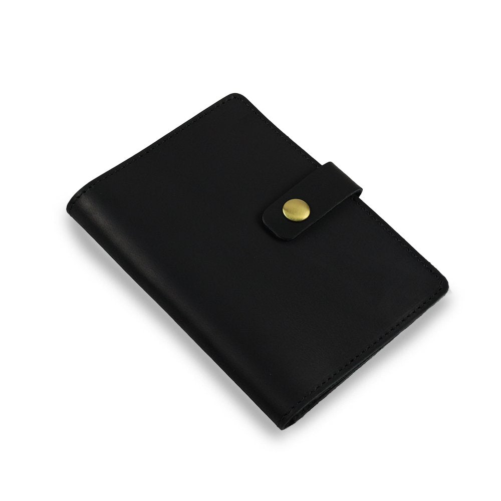 Travel Wallet Black With Button Closure