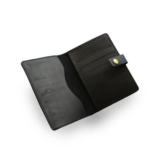 Travel Wallet Black With Button Closure