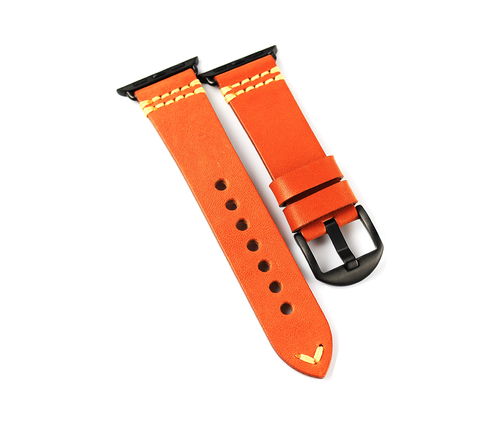 Orange Vegetable Tanned Leather Apple Watch Band