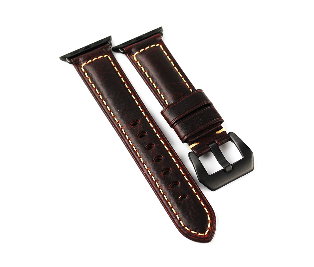 Red Waxed Leather Apple Watch Band