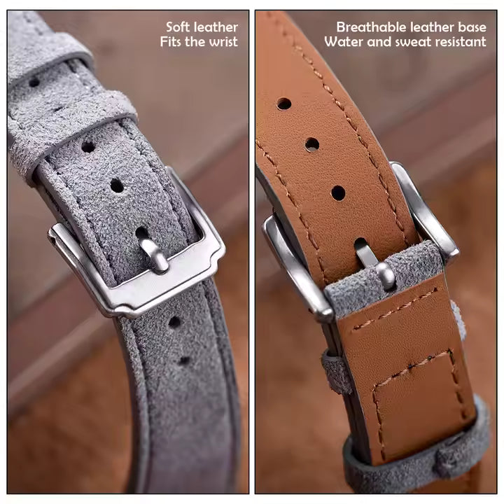 Suede Leather Watch Strap Backside Leather Lining