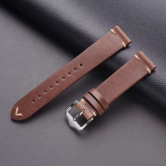 Vintage Brown Italian Vegetable Tan Leather Watch Strap