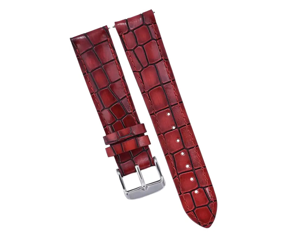 Red Crocodile Leather Watch Band