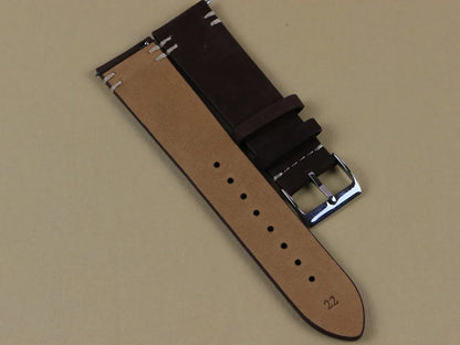 Dark Brown Nubuck Leather Watch Strap