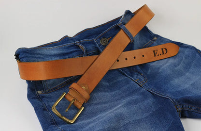 Personalised Brown Leather Belt for Men