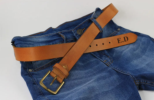 Personalised Brown Leather Belt for Men