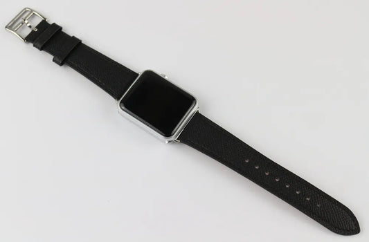 Personalised Black Epsom Leather Apple Watch Band