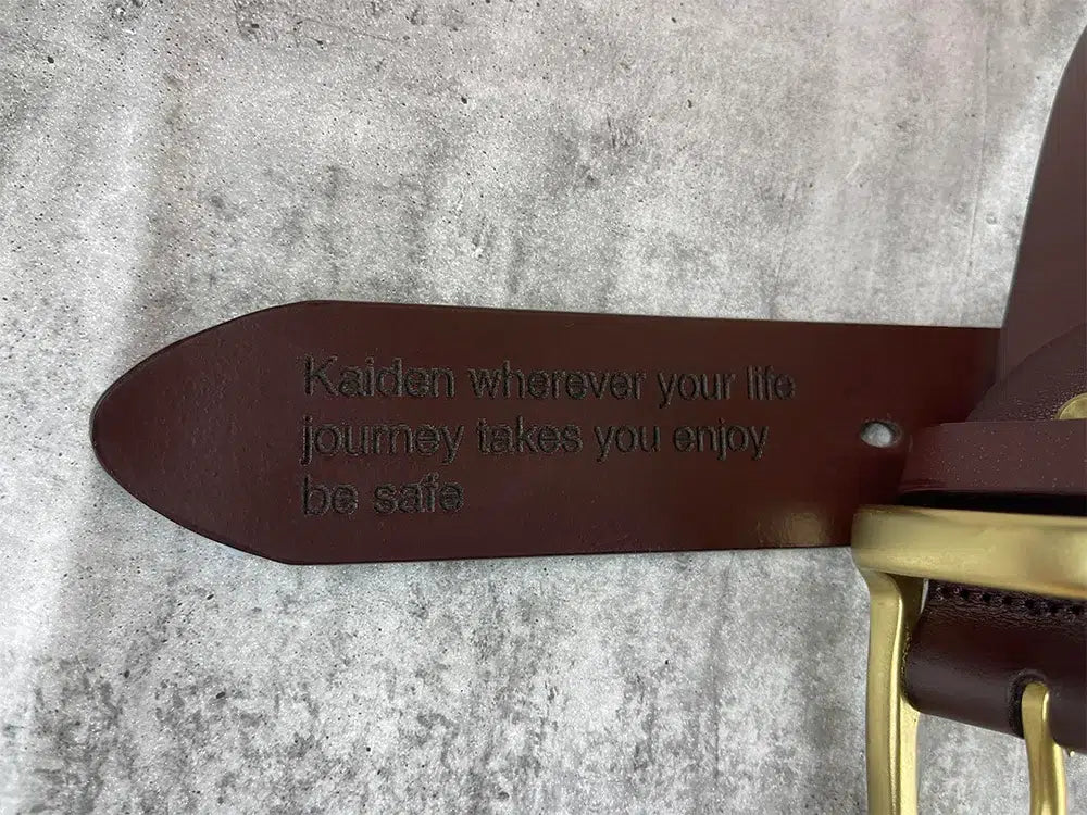 Men's Brown Leather Belt With Gold Buckle