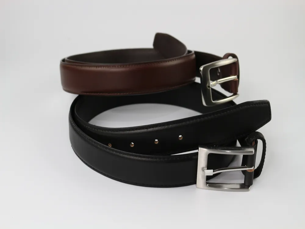Black and brown dress leather belt