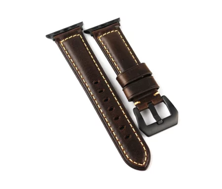 Dark Brown Waxed Leather Apple Watch Band