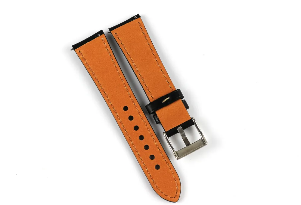 back side/inside of Navy Blue Chromexcel Leather Watch Strap
