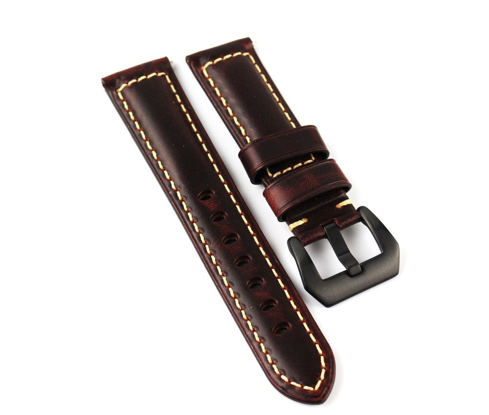 Quick Release Red Leather Watch Band