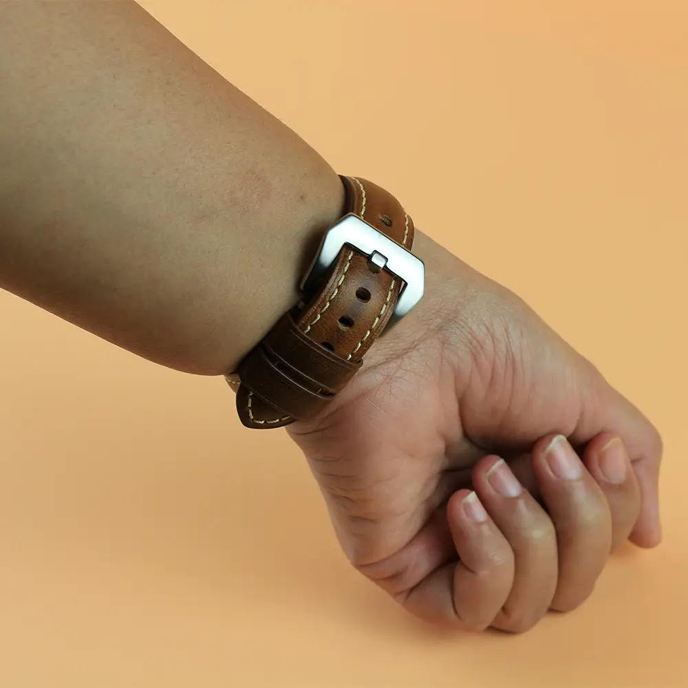 Brown Waxed Italian Leather Watch Strap Quick Release