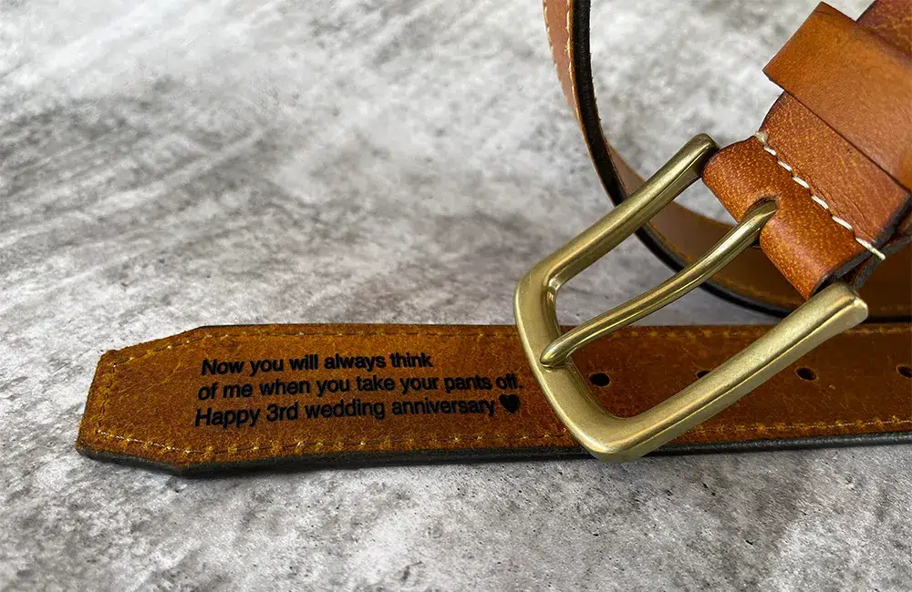Personalised Men's Brown Leather Belt for Jeans - Image 4