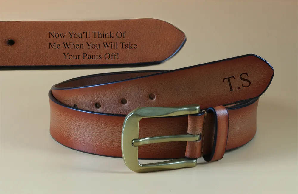 Personalised Brown Leather Belt for Men