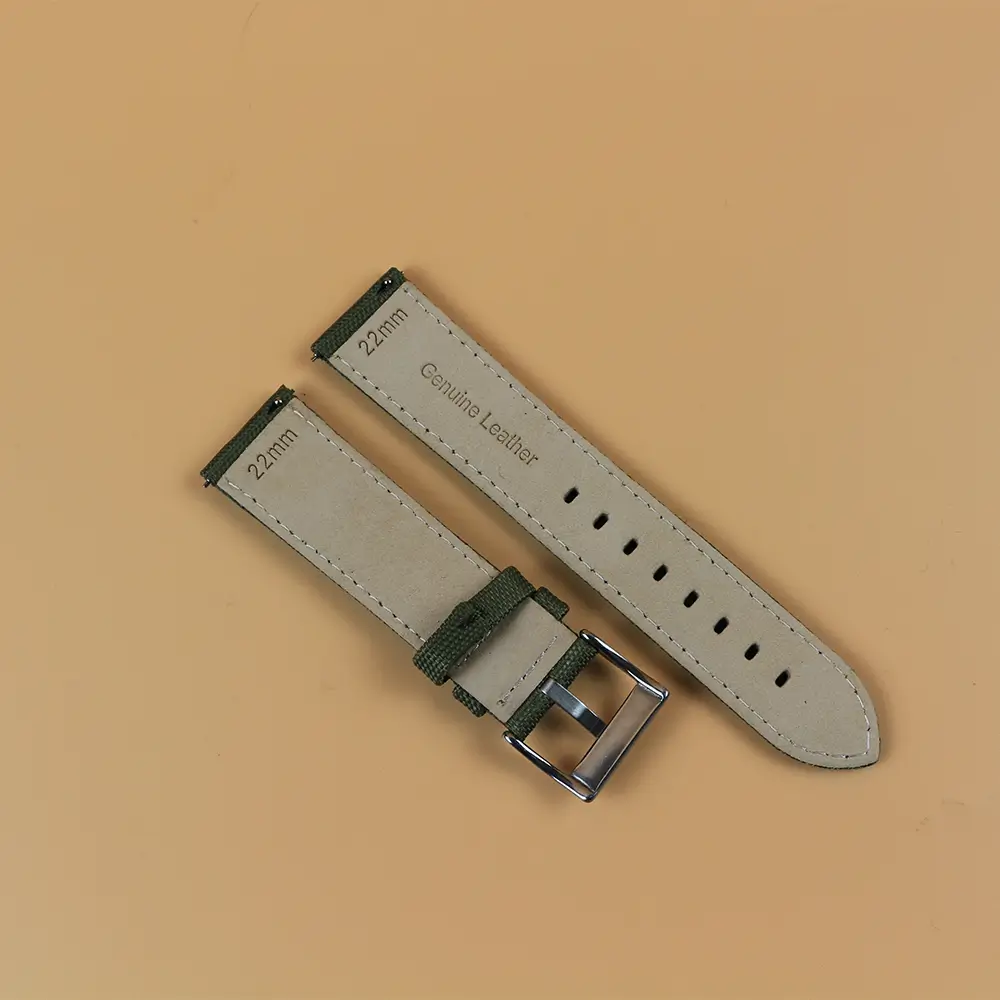 Backside Of Green Sailcloth Watch Strap