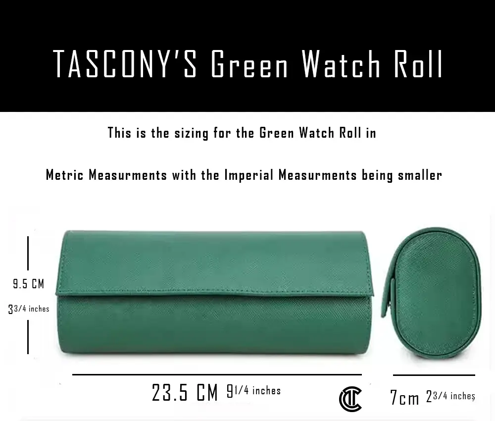 The measurments of the Green Watch Roll Final Image
