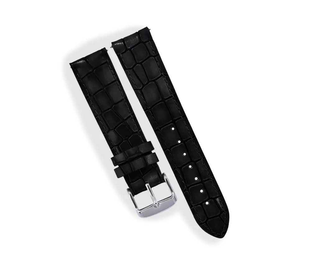 Black Crocodile Leather Watch Strap