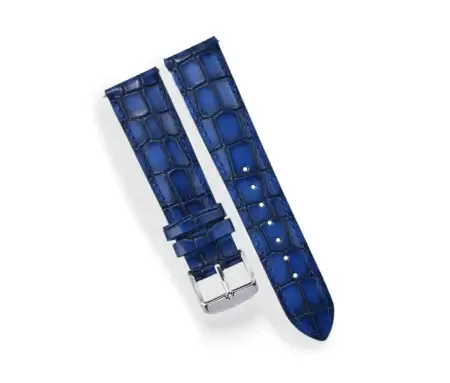 Blue Crocodile Leather Watch Strap