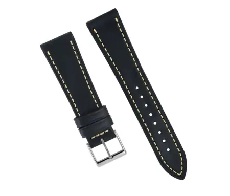 Quick Release Black Leather Watch Strap