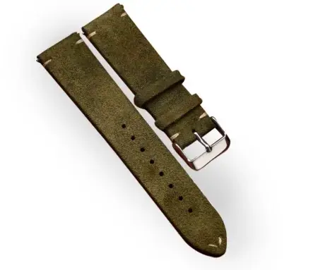 Vintage Military Green Suede Watch Strap