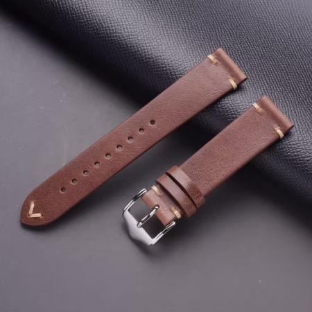 Vintage Brown Italian Vegetable Tan Leather Watch Strap
