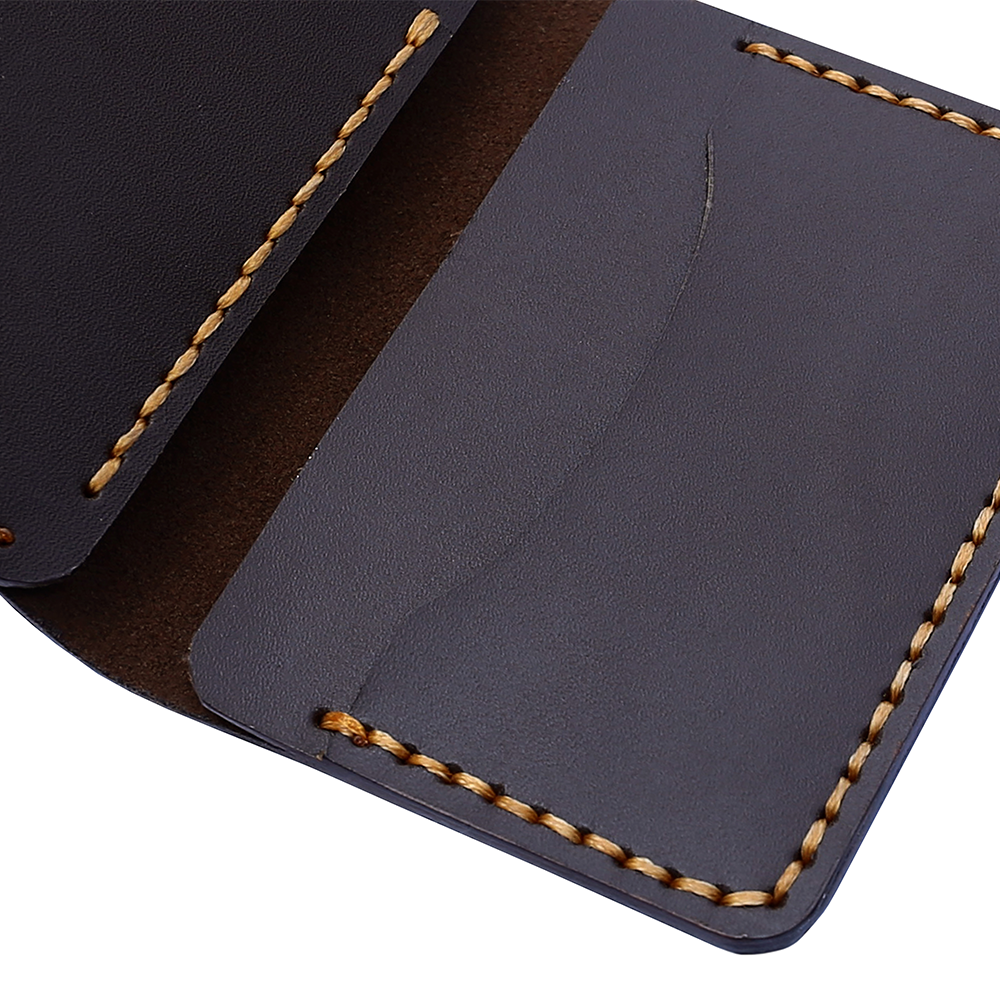 Handmade Dark Brown Folding Card Holder Zoomed In