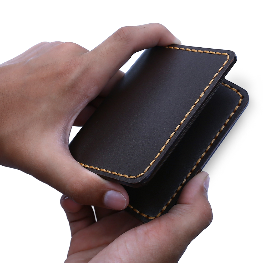 Dark Brown Card Holder Wallet with Cash Pocket - Image 5