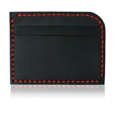 Slim Leather Cardholder Handmade for Front Pocket Black