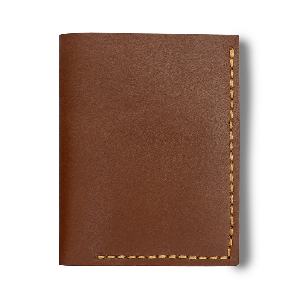 Brown Leather cardholder wallet for men in vertical shape