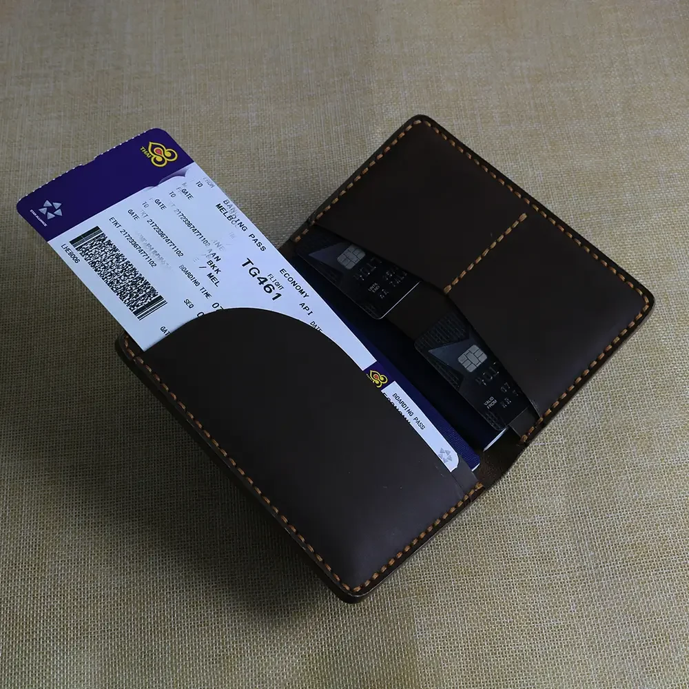 Display of Travel wallet in dark brown